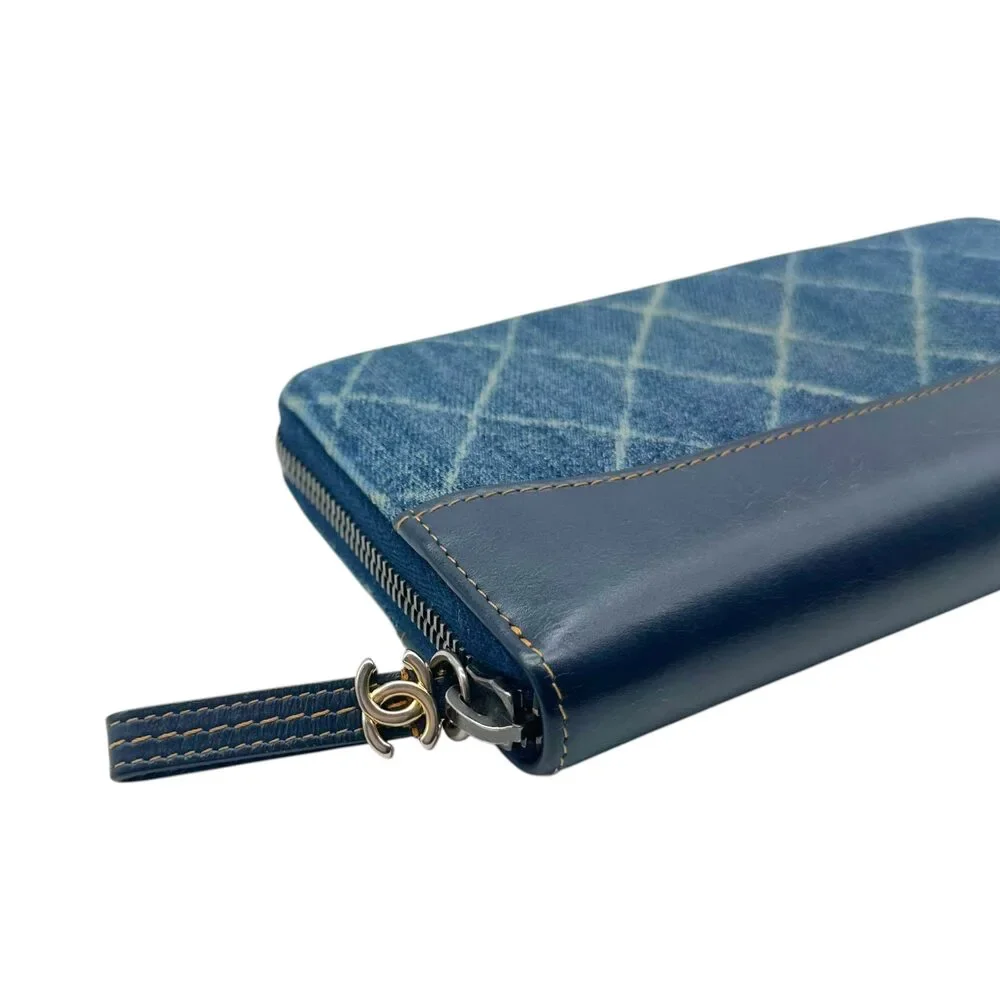 Chanel Blue Denim Matelasse Print Zip-Around Long Wallet - Picture 7 of 7